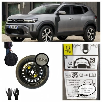 NETVANS roue de secours galette 17" pour Dacia Duster 2024 present avec sac+gants 135/80