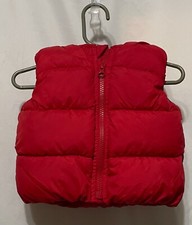 Baby GAP Puffer Vest 6-12 unisex red Jacket Body Warmer Gilet Hooded holiday