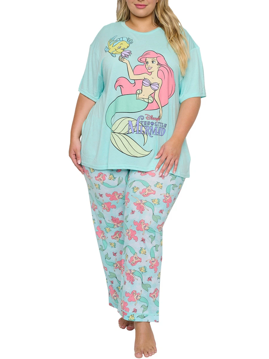 Women s Plus Size The Little Mermaid Ariel Pajama Set T Shirt Pants Disney