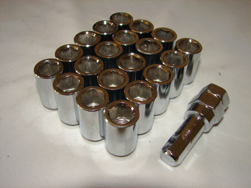 20 Chromed 12x1.25mm Tuner Hex Lugs with Key for Custom Wheels Rims-image