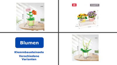 WOMA Blumen Bausteine Set 1064 Teile - DIY Blumenstrauß Für Deko & Geschenke