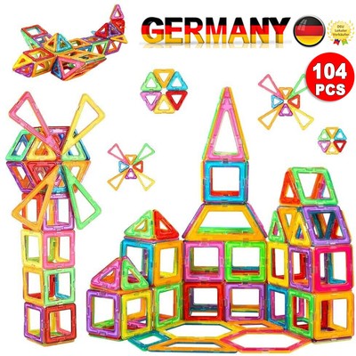 104x Blocks Magnetic Building Magnetische Bausteine Blöcke Kinder Spielzeug Set