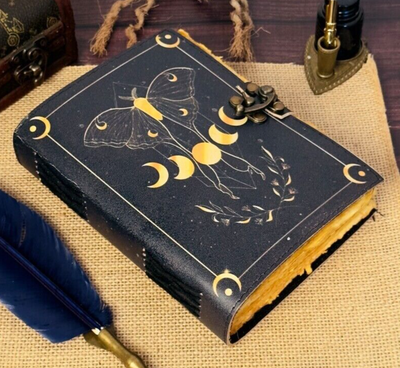Leather Journal Custom With Lock - Vintage Spell Book Of Shadows ...
