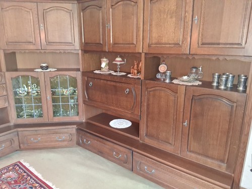 GROSSER WOHNZIMMERSCHRANK EICHE RUSTIKAL - MASSIV -3 TEILIG MIT ECKSCHRANK !!! - Bild 2 von 8