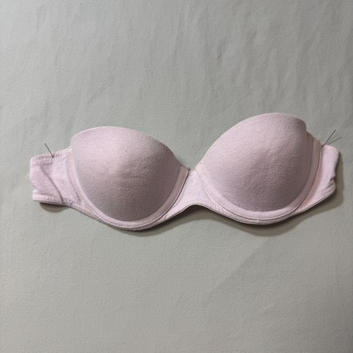 Pink Strapless Bra 34A Underwire Padded Push Up Lifting Formalwear Dress Support
