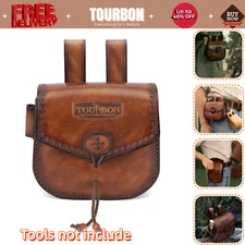 Tourbon Leather Ammo Pouch Game Shooting Shell Belt Carry Case .22LR/12GA Holder