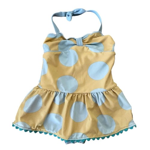 Matilda Jane Polka Dot Halter One Piece Blue Yellow Bathing Suit Girls 4T - Picture 3 of 9