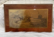 VTG Limited Edition Ben Hampton Lithograph Sorghum Mill On Wood Wall Art 10”x6”