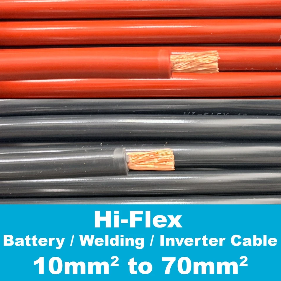 ELECTROSMART Hi-Flex 10mm² to 70mm² Battery Starter Welding Cable Car Power Red Black Wire
