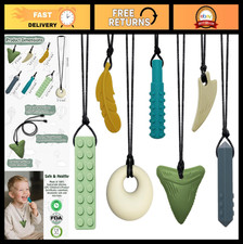 Sensory Chew Necklaces - 7 PCS Silicone Chewy Toys for Autism, ADHD, Anxiety Rel