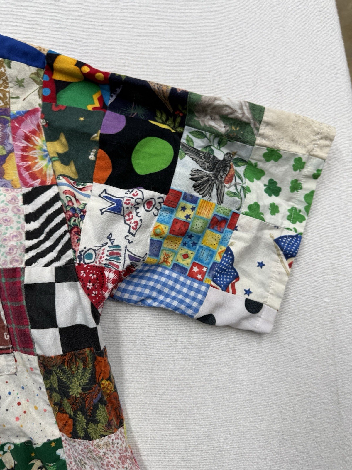 Vintage Handmade Patchwork Button Up Short sleeve… - image 5