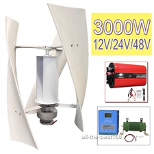 3000W Wind Turbine Generator 12V/24V/48V Boost Hybrid Controller Power Inverter