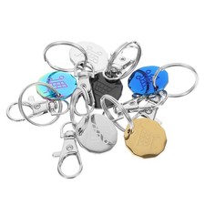 Set of 6 Reusable Stainless Steel Shopping Trolley Token Keychains for Grocery