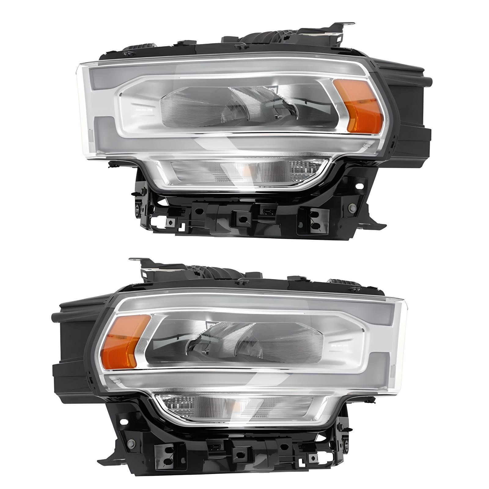 Driver | Passenger For 2019-2024 Ram 2500 3500 Chrome Bezel LED W/Bulb Headlight