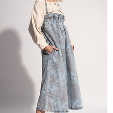 GANNI x Levi's Rare Faded Floral Print Vintage Denim Jean Distressed Midi Dress
