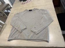Tommy Hilfiger Sweater Mens XL Gray Crewneck 100 Cotton Knit Pullover Logo