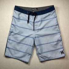 Hurley Boys 18/29 Psychic Blue Stripe Board Shorts Surf Beach Summer Swim NWOT
