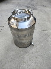 CONTENITORE FUSTO BIDONE IN ACCIAIO INOX 18/10 PER OLIO 50 LITRI CON RUBINETTO