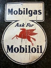 Vintage 1941 Mobil Oil Gas Advertising Sign Tacker Original Rare Sign Gas & Oil