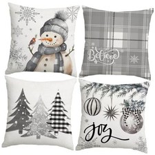 Christmas Pillow Covers 20x20 Inch Set of 4, 20" x 20" Pack of 4 Grey