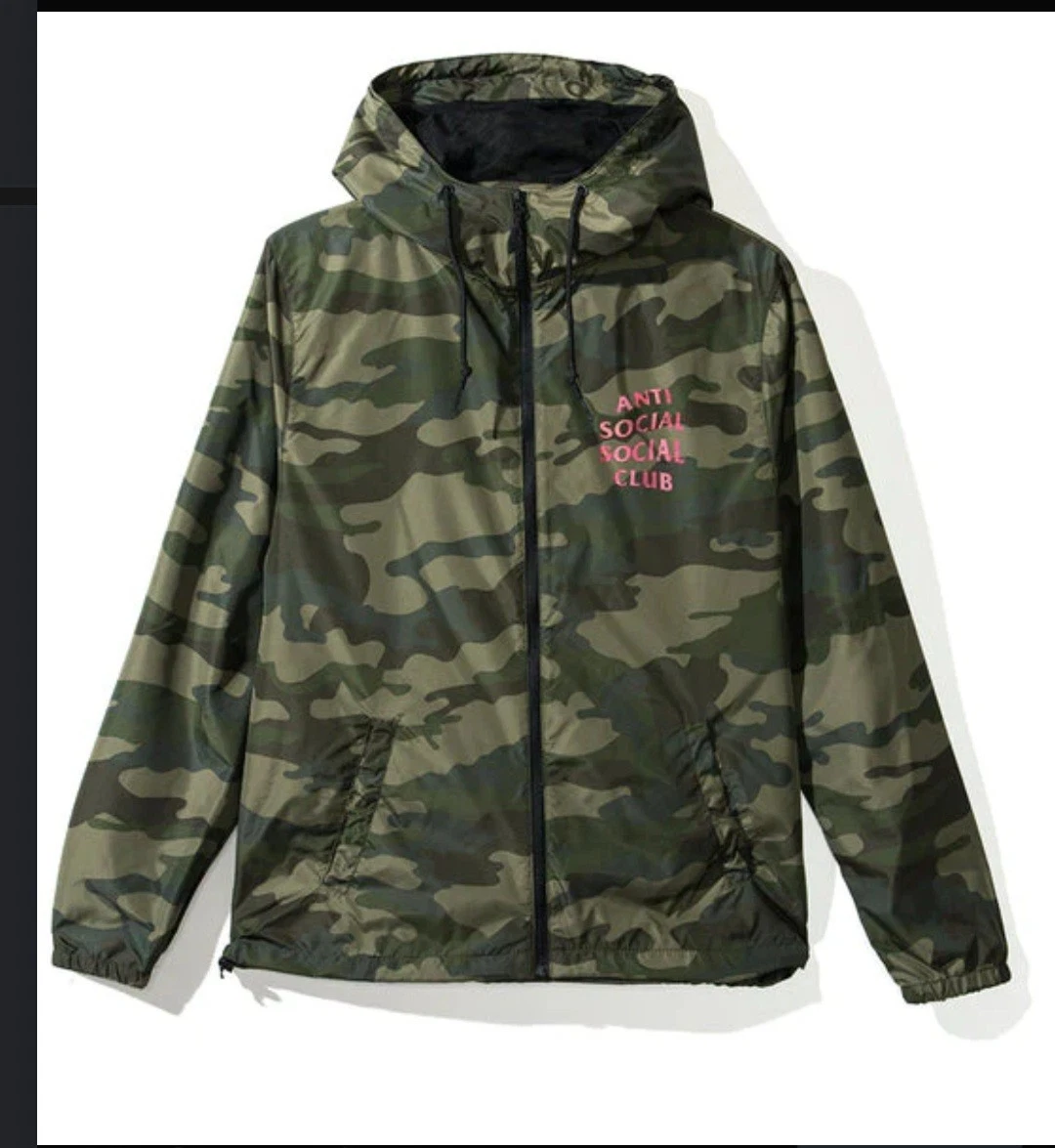 Anti Social Social Club Break Me Windbraker 'EZ Jacket' Camo Black Pink New - product detail image 1