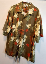 Tommy Bahama Men  s XL Floral Hawaiian Button Down Shirt Short Sleeve 100 Silk
