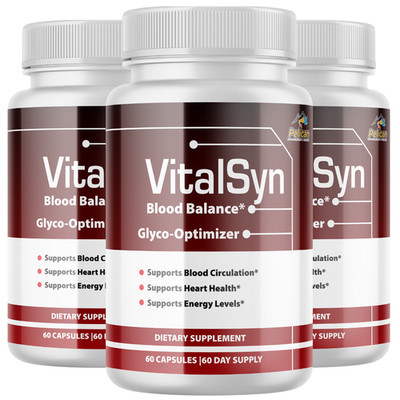VitalSyn - Cardiovascular Health, Blood Pressure & Sugar Support- 3 Bottles 