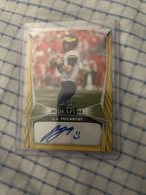 2023 Leaf Draft J.J. McCarthy Yellow Autographs   Signed Auto BA-JJM Michigan