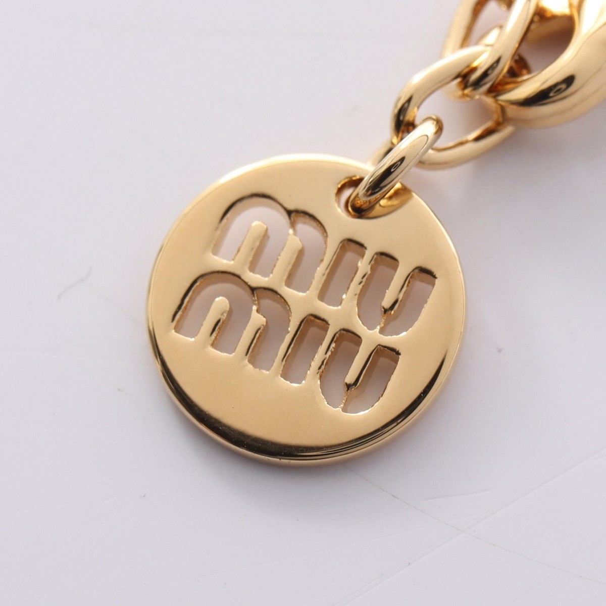 Miu Miu Logo Bracelet 5IB6322F6TF0002 Gold Plated Enamel 18.5cm
