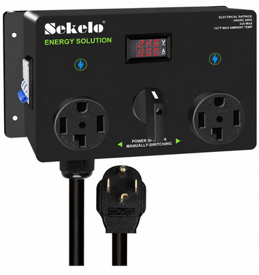 Sekelo NEMA 14-30P Dual 14-30R Manual EV Splitter Switch Breaker 240V 24A