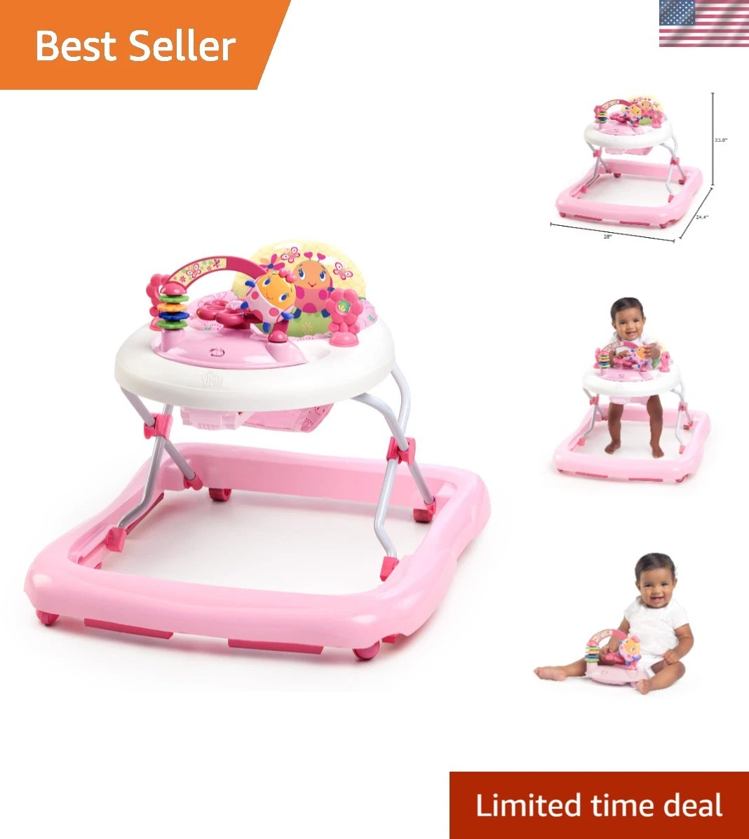 High-Back JuneBerry Delight Walker & Entertainer: Supportive for Baby 6 +