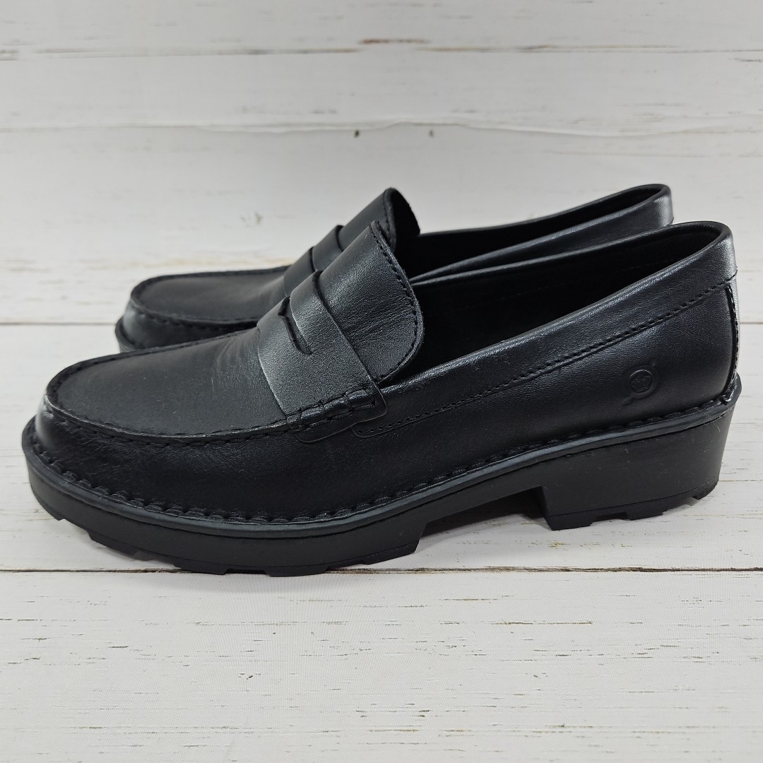 SAOLA Mocassino Born donna Carrera taglia 9 5 M nero penny scarpa piatta plateau suola a strappo