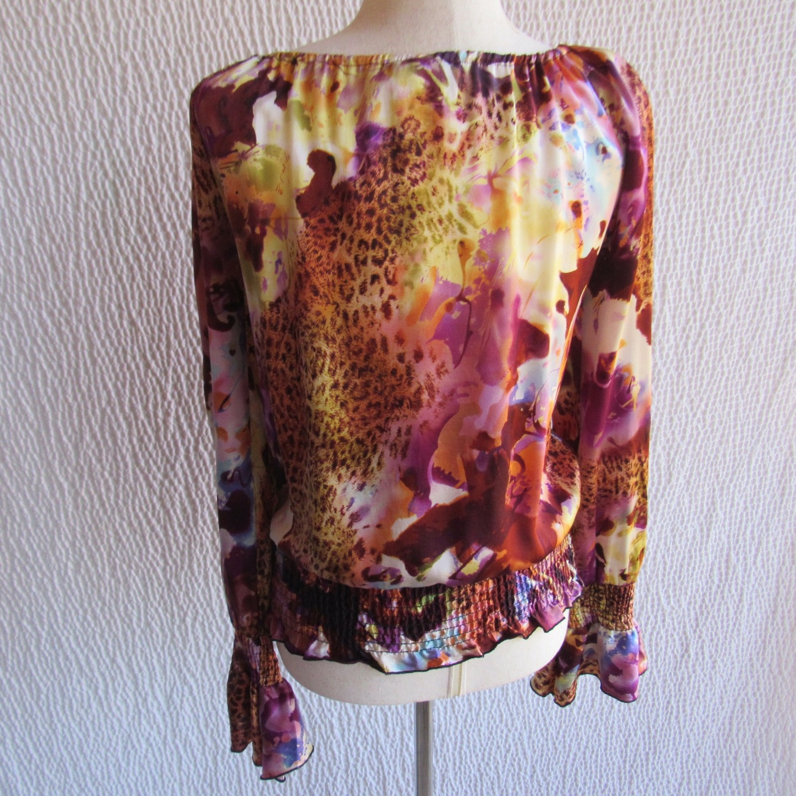 Cache 100% Silk Multicolor Leopard Abstract mix K… - image 8
