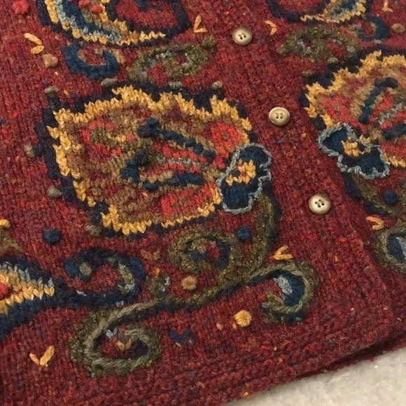 Cárdigan Suéter Chaleco De Colección Robert Scott Para Mujer Grande Borgoña Lana Cachemira Foto 3 de 4