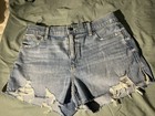 NWT Aerie Women's Light Wash Denim Cut Off Shorts Elastic Waist Raw Hem Size M — photo 1
