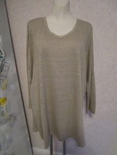 Bruno Manetti Strick Shirt V-Ausschnitt Leinen beige TG.50 Gr.44 oversize neuw.