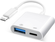 Apple Mfi Certified Lightning to USB Camera Adapter with Charging Port, Portab