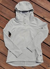 The North Face Women  s Gray Cowl Neck Hoodie Sweater Button Size Small 1/4 Snap