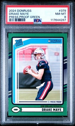 2024 PANINI DONRUSS PP GREEN #379 DRAKE MAYE ROOKIE RC PSA 8