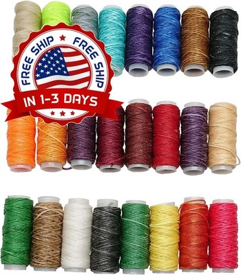 Hilo Encerado De 13 Yardas Con 24 Colores Cuero Para Coser A Mano Y Reparar Cuer