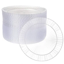 Ilyapa 100 Fancy Clear Plastic Plates, 9 Inch - Premuim Disposable Plastics