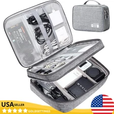 Cable Organizer Bag, Large Travel Storage Bag Sturdy Tool Case with Handle for P