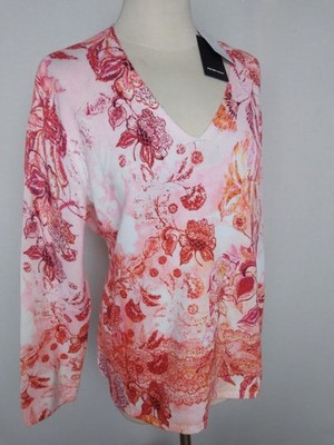 Neu!  Damen Pullover Pulli Oberteil  Baumwolle bunt Blumen PETER HAHN Gr.46