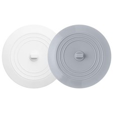 Vaincre 2PCS Bathtub Drain Stopper - 5" Silicone Kitchen Bathroom Grey white