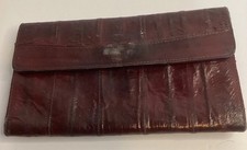 Vintage Eel Skin Leather Wallet Red Coin Soft Korea Burgundy Royal Hock