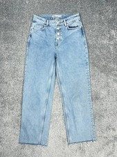 Zara Jeans Womens 4 Light Wash Denim Button Fly Raw Hem 