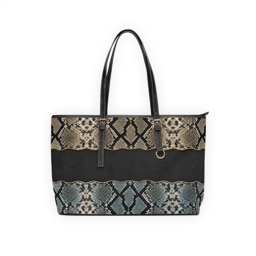 Women's Snake Print PU Leather Shoulder Bag Faux Snakeskin Tote