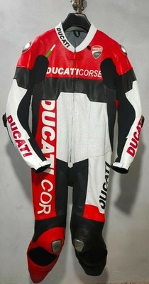 MarkX Ducati Mens MotoGP 2026 Genuine Leather Motorcycle Racing Suit CE