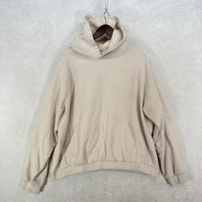 Mnml Hoodie Mens XL Beige Cotton Pullover Kangaroo Pocket Minimalist Sweatshirt