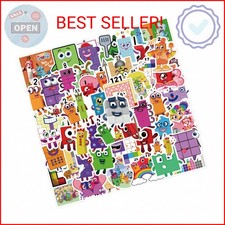 60pcs Number Blocks Stickers for Kids,Cartoon Vinyl Number Blocks Sticker for Wa